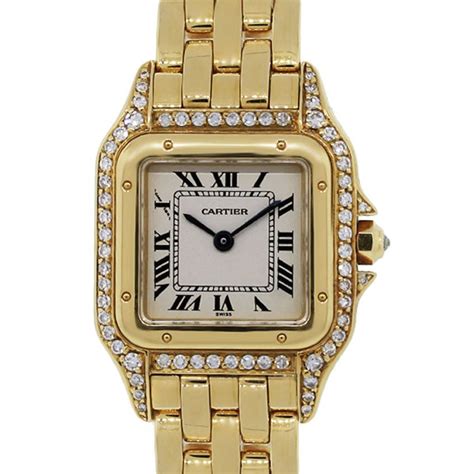 cartier gold watch for women|cartier panthere gold diamond watch.